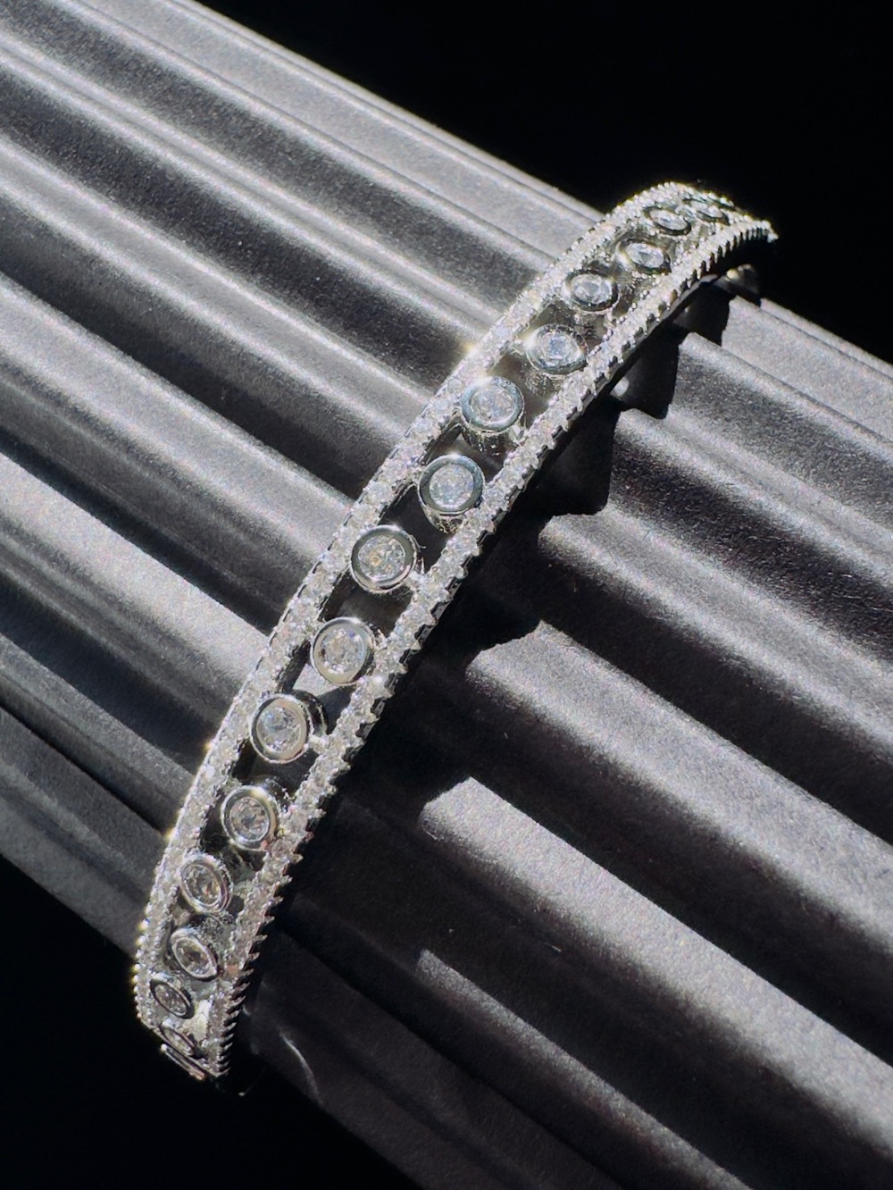 Elegant Silver Crystal Bangle Bracelet - Women's Jewelry